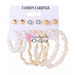 Cercei pentru dama moderni EARR26 Aurii Set de 6 perechi